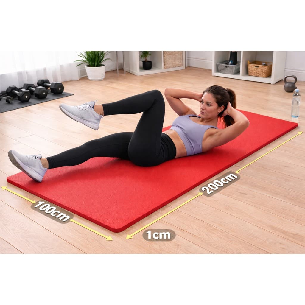 Tatame Manta Colchonete Forração Eva 10mm 200x100x1cm Vermelho Yoga Ginástica Pilates Academia Ioga