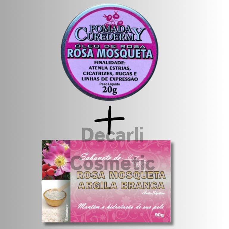 Sabonete Barra de Argila Branca Com Rosa Mosqueta + Pomada de Rosa Mosqueta