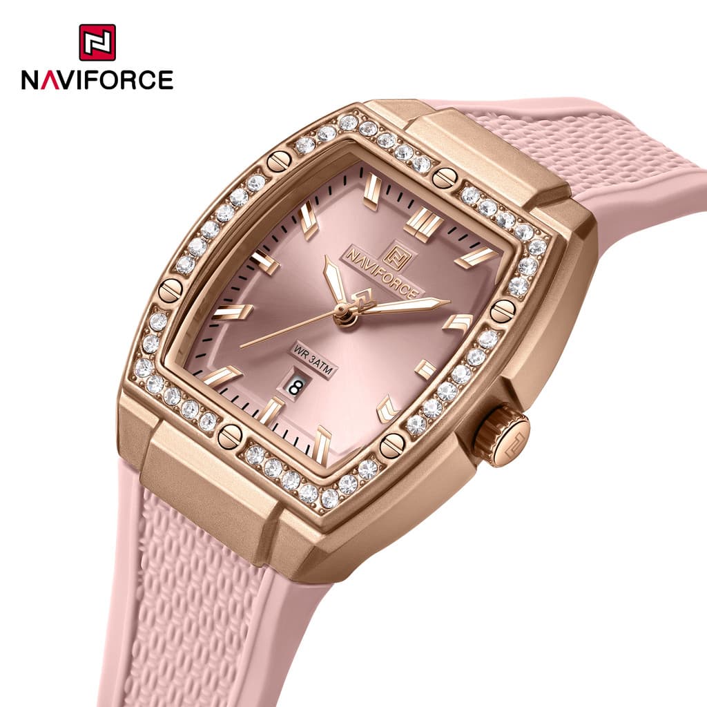NAVIFORCE NF5071 Relógio Feminino Calendário De Quartzo 3ATM À Prova D'água Luminoso Pulseira De Silicone De Pulso