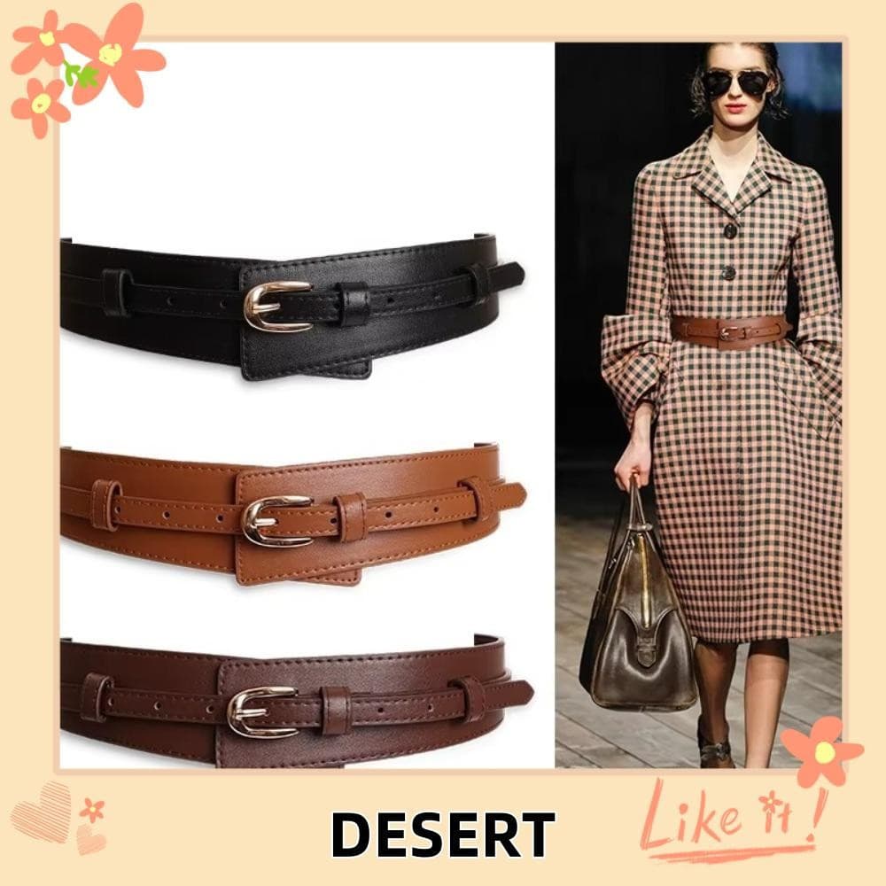 Cinto Largo De Couro DESERT , Cintura Versátil Com Fivela De Pino De Design Luxuoso , Cintos De Vestido De Calças De Dup