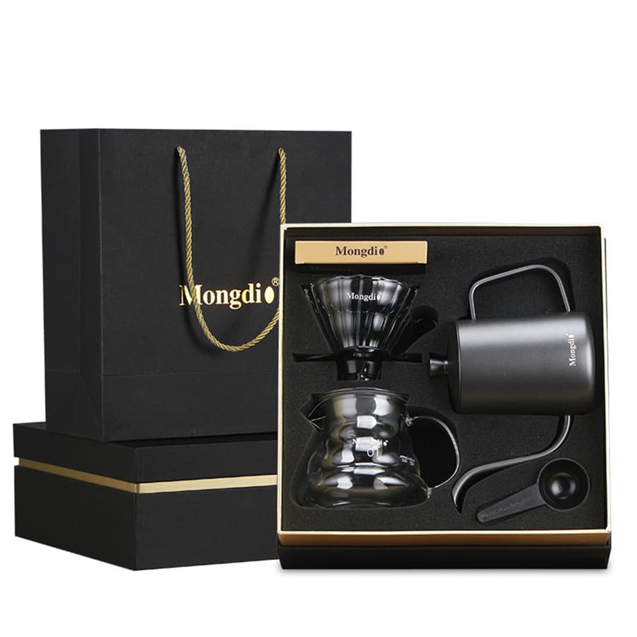 Mongdio conjunto de cafeteira artesanal, copo de filtro de café por gotejamento doméstico, boca longa, pote fino, conjun