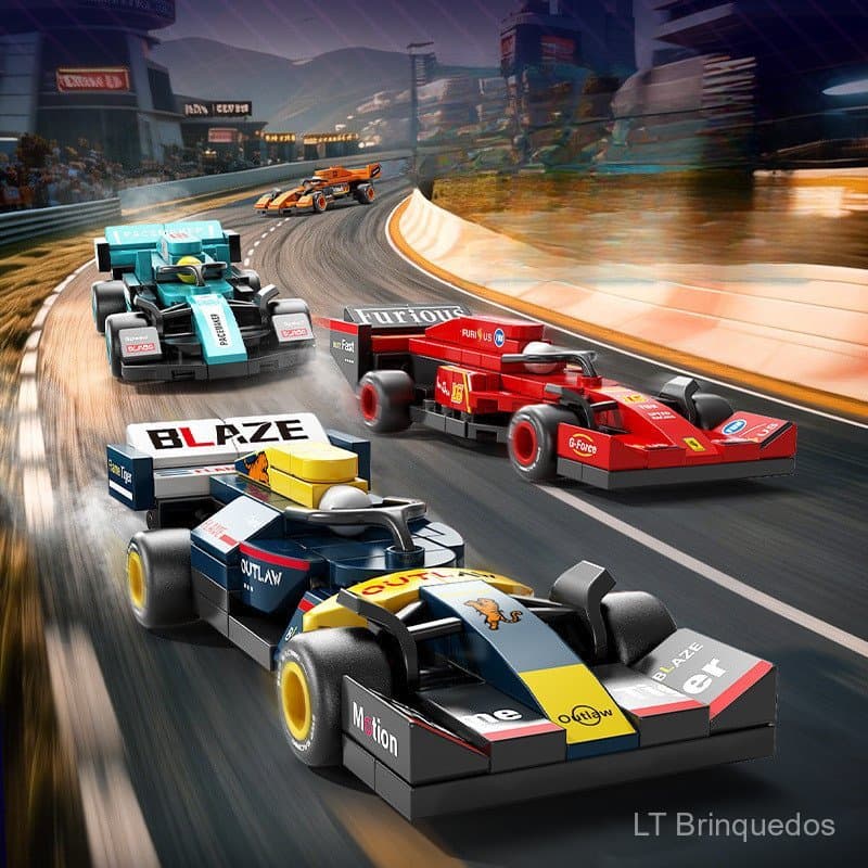 Carro de Corrida F1 Fórmula Um Compatível com Lego, Blocos de Construção Grandes para Programação Educacional, Brinquedo