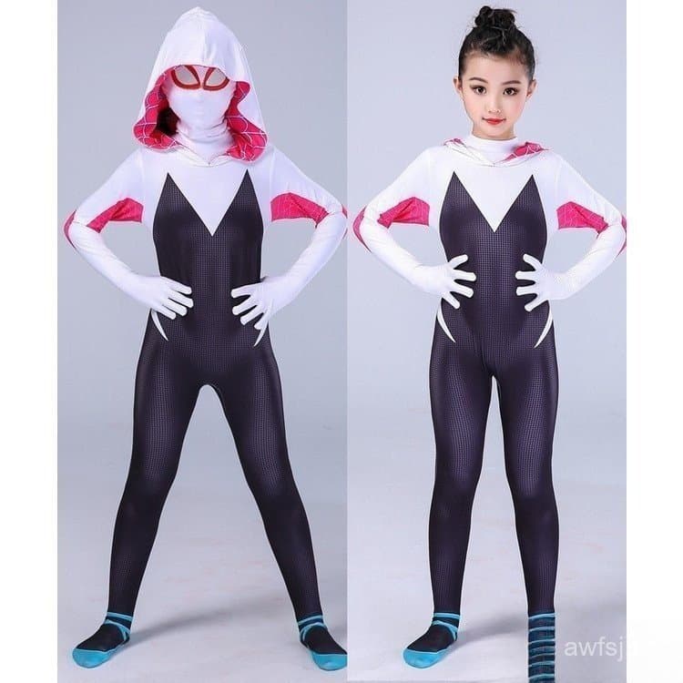 Fantasia de Spiderman Gwen Stacy para crianças, cosplay engraçado, macacão de carnaval de Halloween para meninos e menin