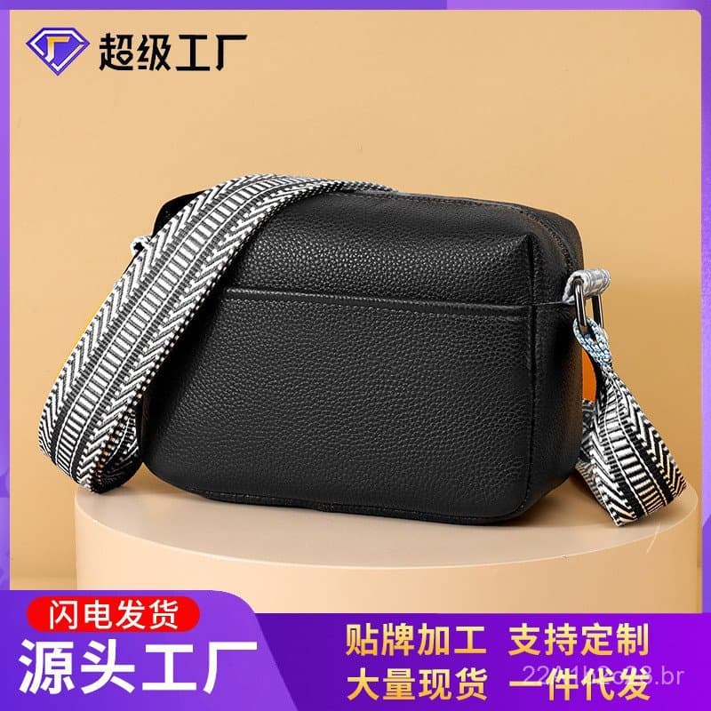 Bolsa feminina de couro legítimo para comércio exterior, bolsa pequena quadrada de couro de primeira camada, nova bolsa