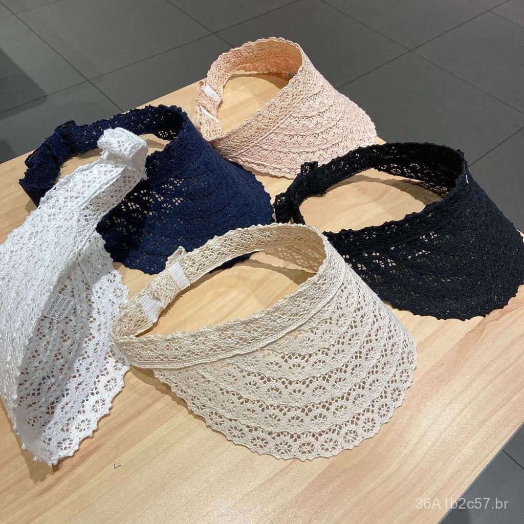 Chapéu de verão casual com proteção solar, estilo coreano, elegante e versátil, com viseira de renda, chapéu de praia pa