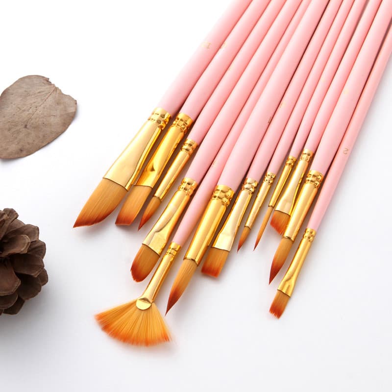 2026 Novos Pincéis De Pintura Artística , 12 Peças , Óleo Acrílico , Em Aquarela , Cabelo De Nylon , Artísticos De Madei