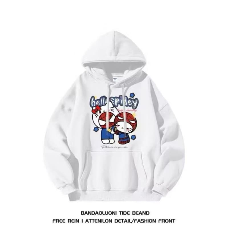Moletom Canguru Hello Kitty Homem Aranha Blusa De Frio Personagem Desenho Spider Man Aduto Infantil