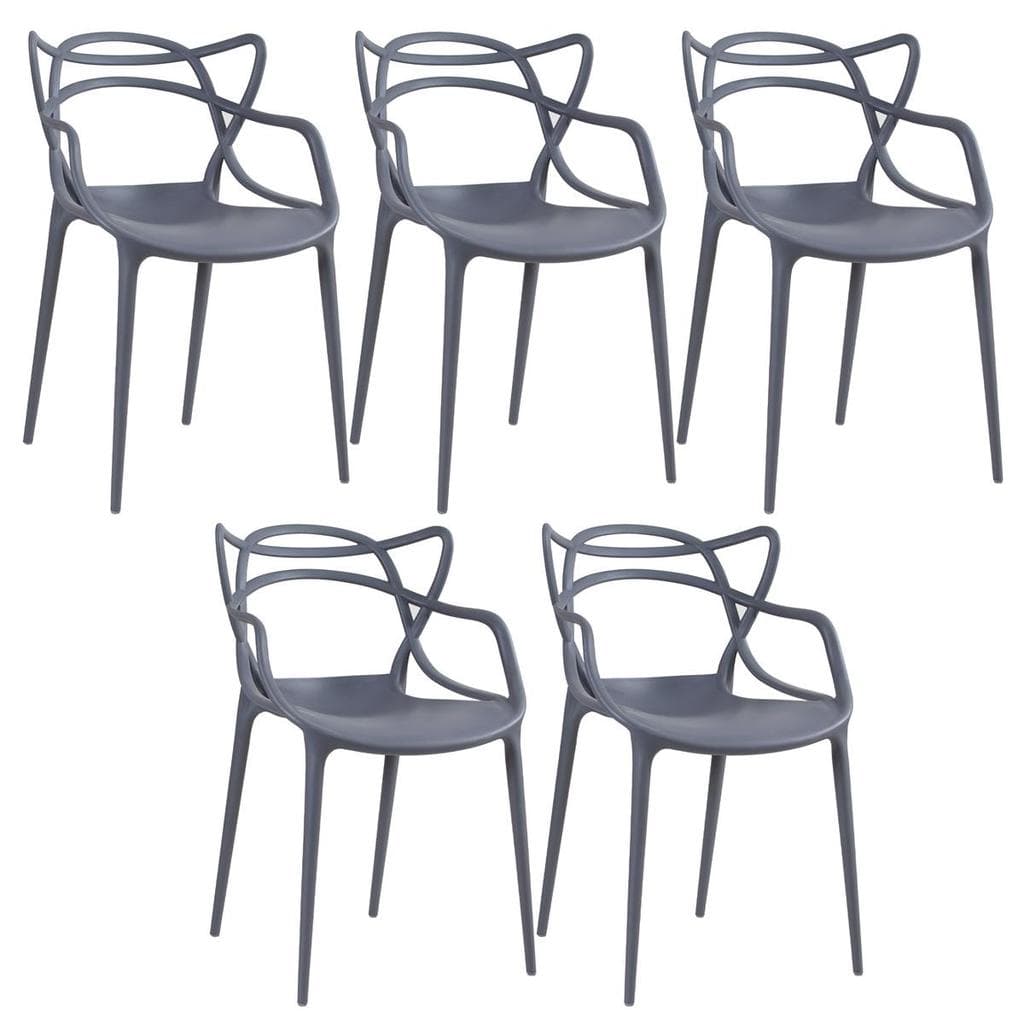Kit 5 Cadeiras Laráz Master Allegra de Jantar Cinza escuro