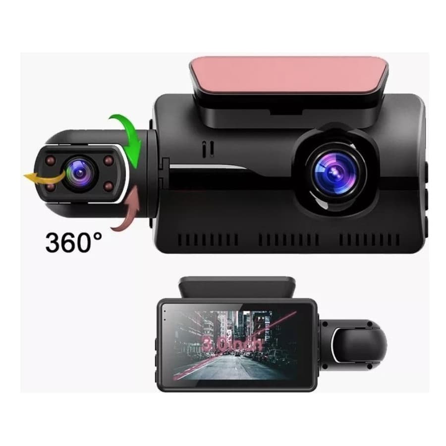 Câmera De Video Veicular 2 Lentes Carro 1080p Dvr Microfone