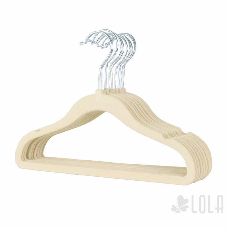 Cabide de Veludo Infantil 30cm Bege 30 pecas