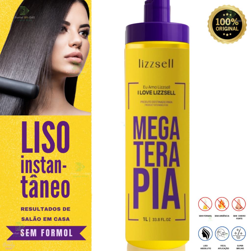 Megaterapia Liso Extremo LizzSell® 1 litro Alisa qualquer cabelo