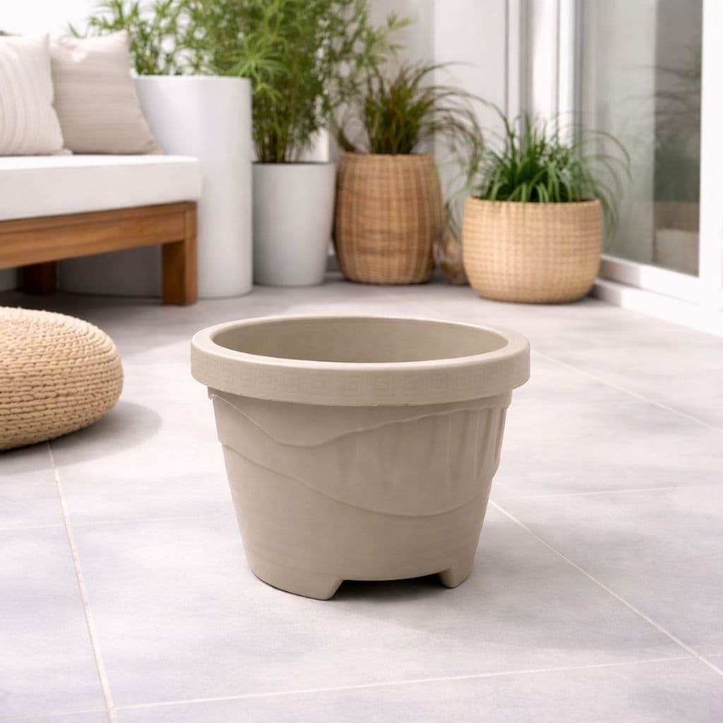 Kit 3 Vasos Redondo M 5L Preto Terracota Café Areia Para Plantas Jardim Decorativo Resistente Multiuso Casa Exterior