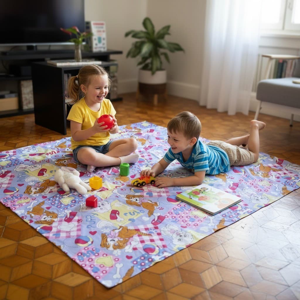 Manta Para Piquenique 135x135 Infantil Impermeável Térmica Fundo Em Lona - Tapete Multiuso Para Crianças