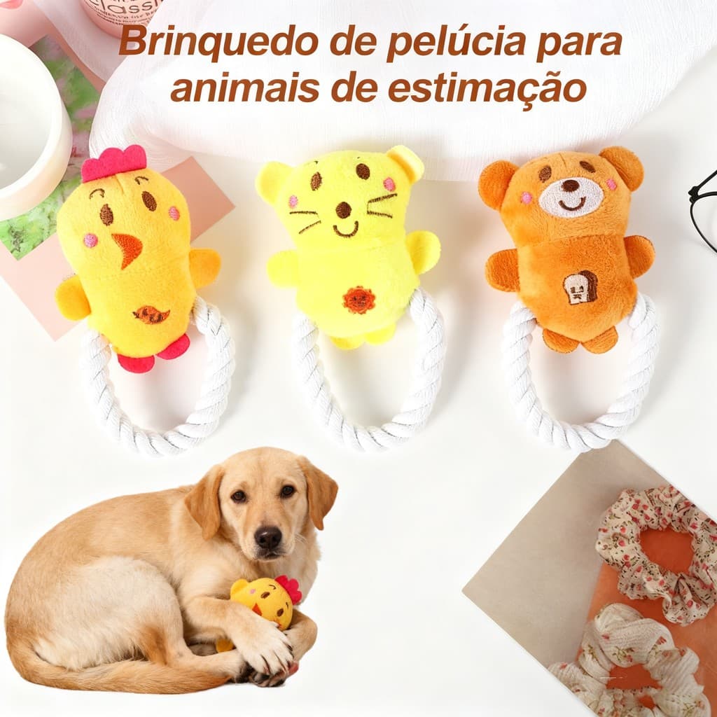 Brinquedos de pelúcia para cães que são duráveis ​​e resistentes à mastigação.