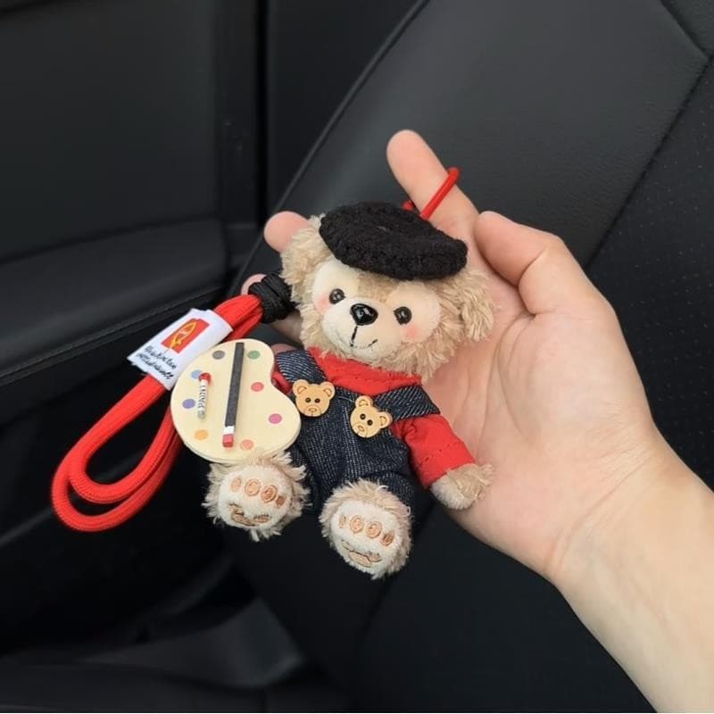 Shirley rosa pingente Duffy urso mochila boneca de pelúcia carro chaveiro bonito saco pingente casal presente feminino