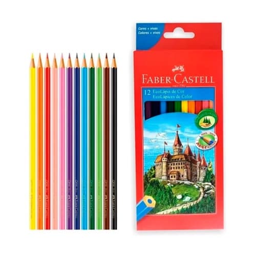 Lápis de Cor - 12 Cores - Faber-Castell - colorir desenhar