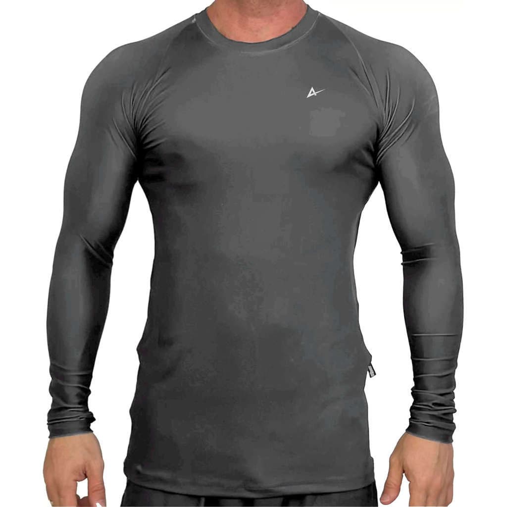 Blusa Compressão Masculina Cores Faixa Cinza Manga Longa