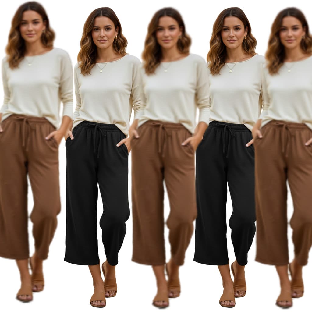 Kit 5 Calças Pantalona Moda Social Pantacourt Estilo Tendência