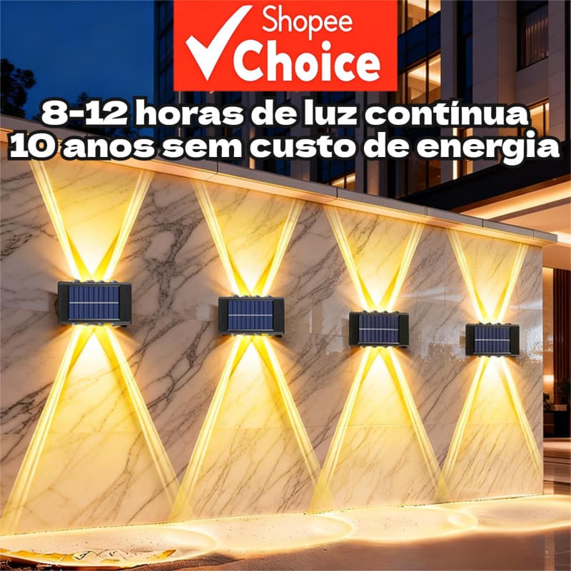 Kit 2-10 Luminária Arandela Solar 6~12 LEDs Luz Branco Quente para Parede a Prova dágua Spot parede