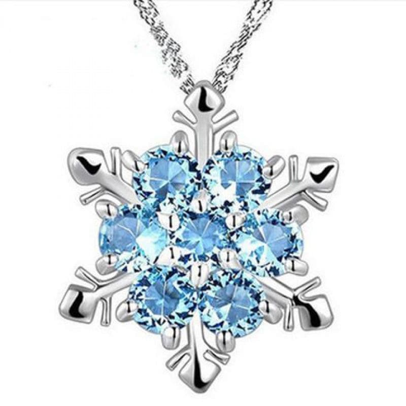 Meninas Colar Congelado Floco De Neve Crianças Jóias De Pedras Preciosas Princesa Elsa Pingente De Cristal Prata