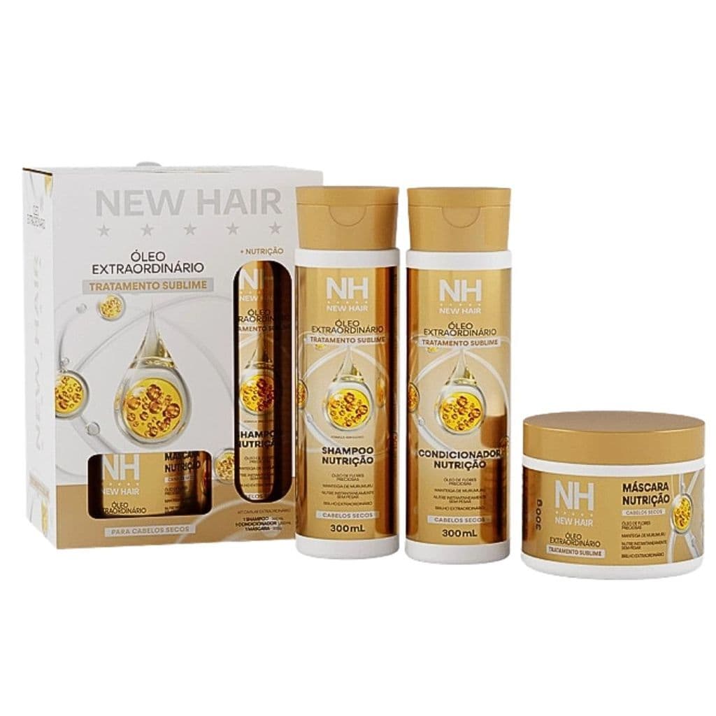 Kit Capilar Óleo Extraordinário Com Shampoo Condicionador E Máscara Linha New Hair Belkit