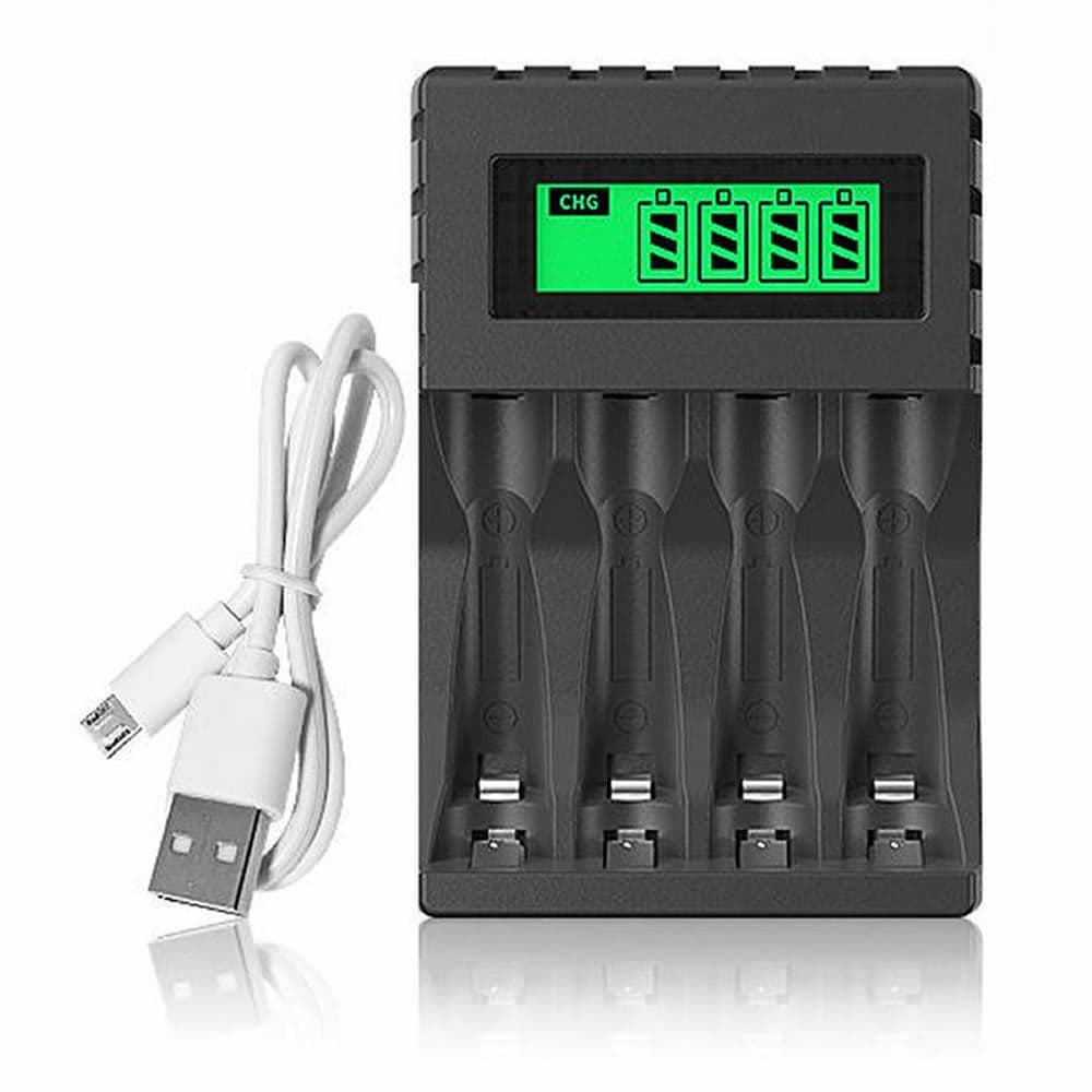 Carregador de Pilhas P/4 AA e AAA Republic PJ-LCD005 Visor LCD Entrada USB