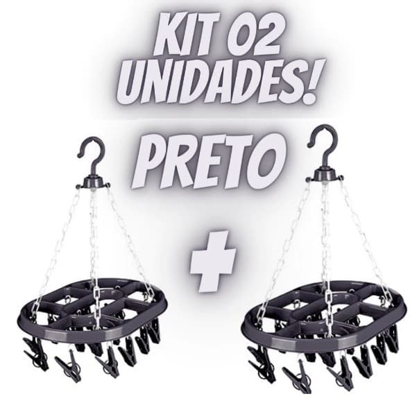 Kit C/02 Varal de Roupa Intima 16 prendedores cada, Calcinha, Meia, Cueca, lindas cores
