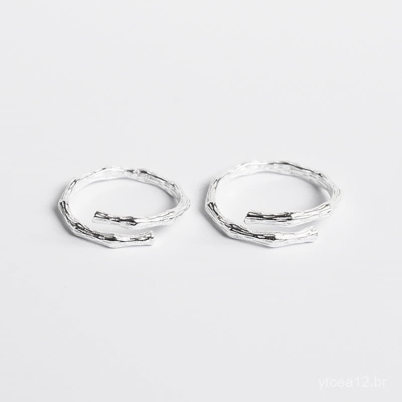 Anéis de casal em prata esterlina s925 com ramificações entrelaçadas, estilo doce e artístico, anéis de ramificações par