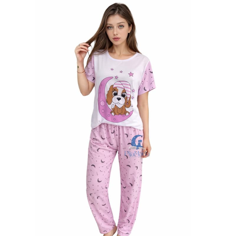 Pijama Feminino Manga Curta e Calça Conjunto Feminino de Dormir Meia estação Outono Inverno Roupa de Dormir