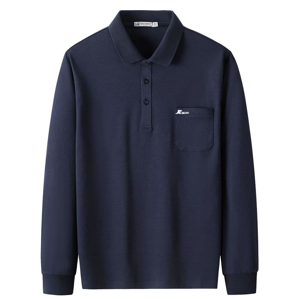 Camisa de fundo de algodão puro masculino de meia-idade pai outono topo de meia-idade idosos algodão de manga comprida c