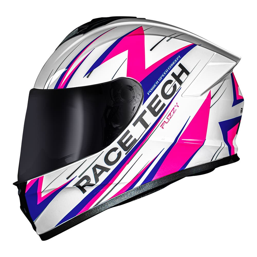 Capacete Race Tech Hit Fuzzy Branco e Rosa