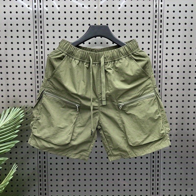 Macacão Shorts masculino verão estilo fino 2026 Street Wear grande bolso calças médias juventude rufião bonito ao ar liv