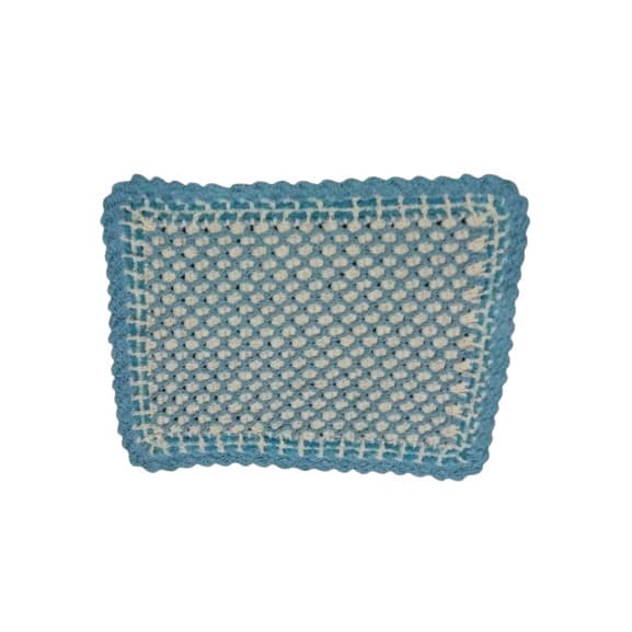Tapete Azul de crochê dupla face Artesanal