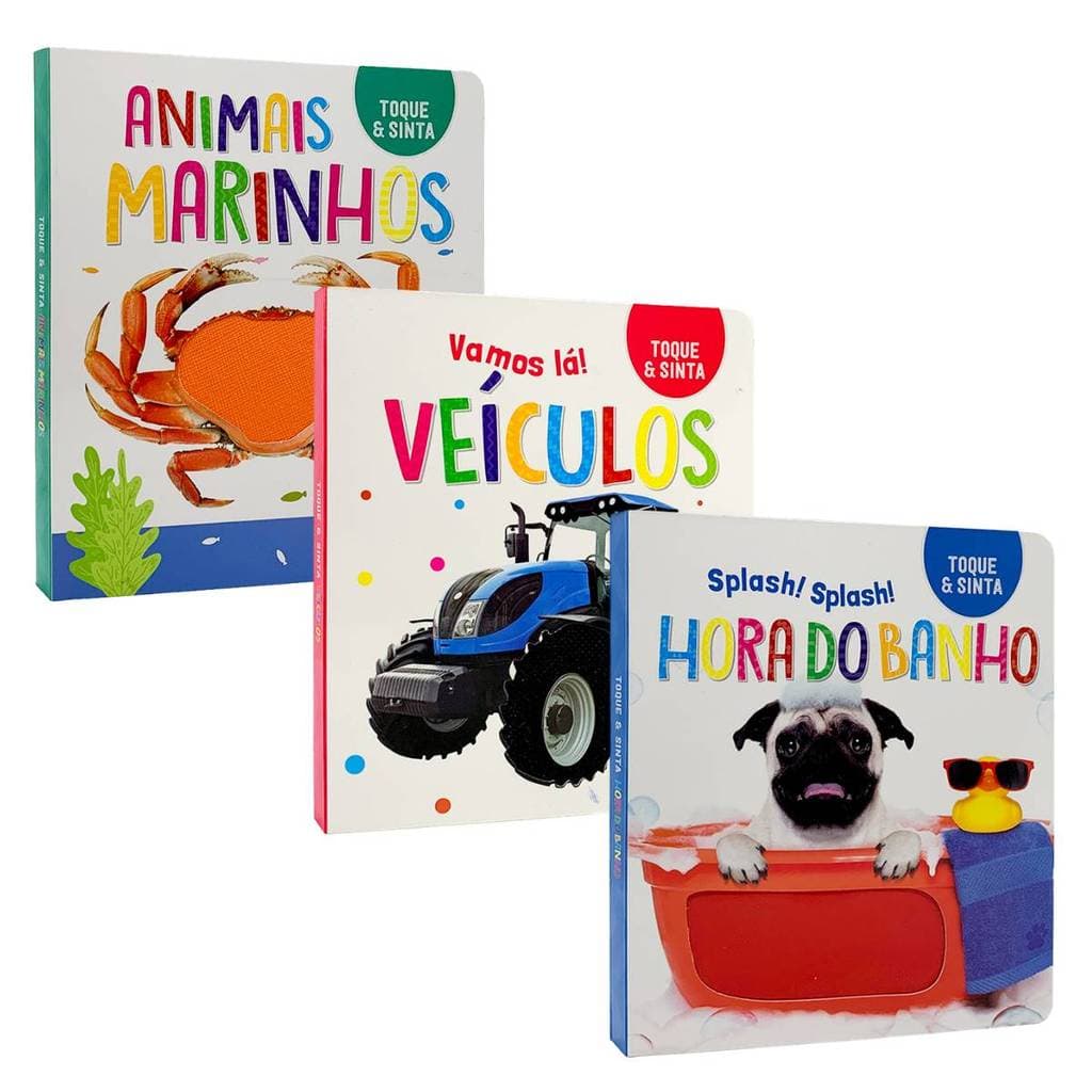 Kit Toque e Sinta - Animais Marinhos + Veículos + Hora do Banho | 3 Livros