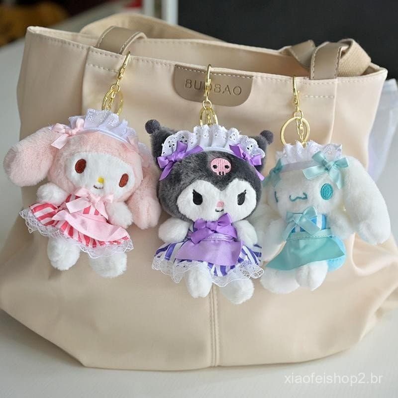 Kuromi Melodia Kt Boneca De Pelúcia Chaveiro Pingente Dos Desenhos Animados Gato Plushies Saco Acessórios Meninas Presen