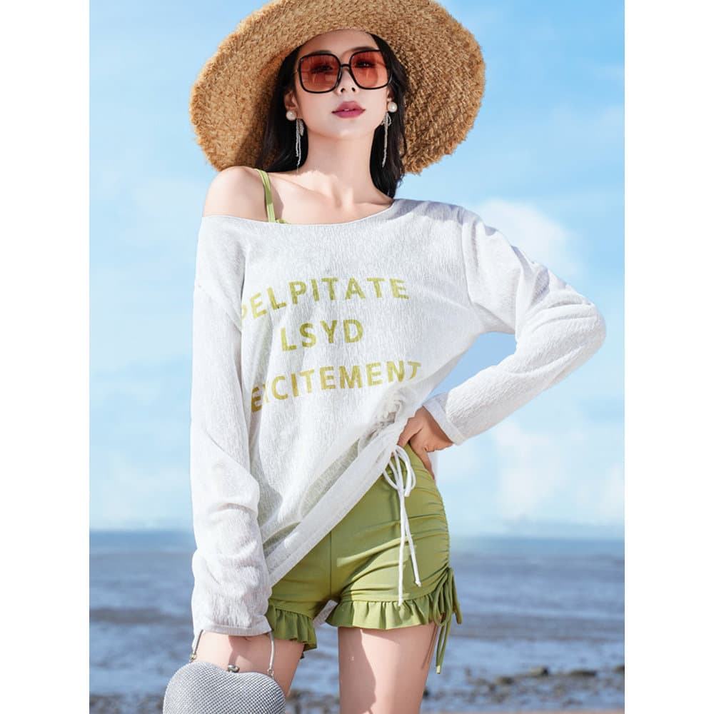 Split maiô feminino novo estilo Super fada pequeno peito ins três peças primavera quente conservador capa barriga mais m