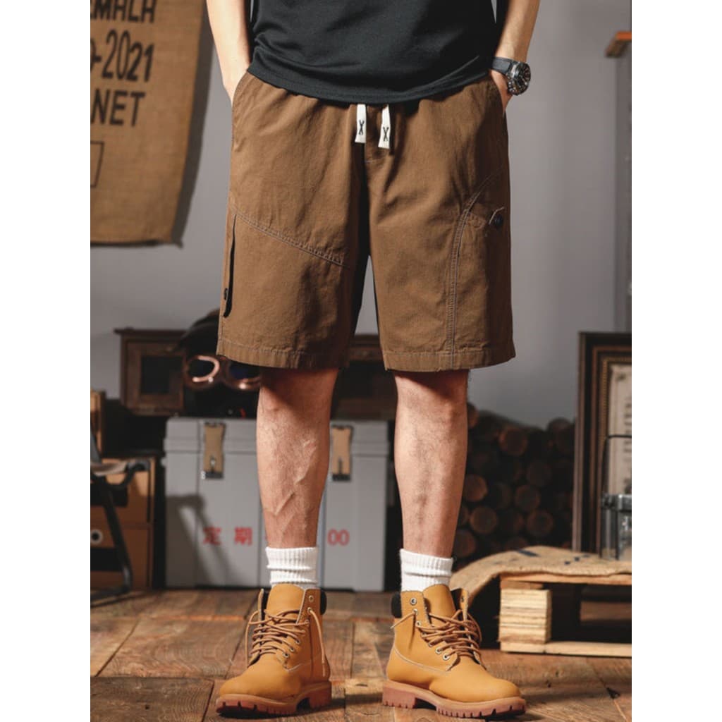 Americano Retro macacão Shorts masculino verão fino puro algodão calças de cinco pontos Casual 5 pontos na moda All-matc