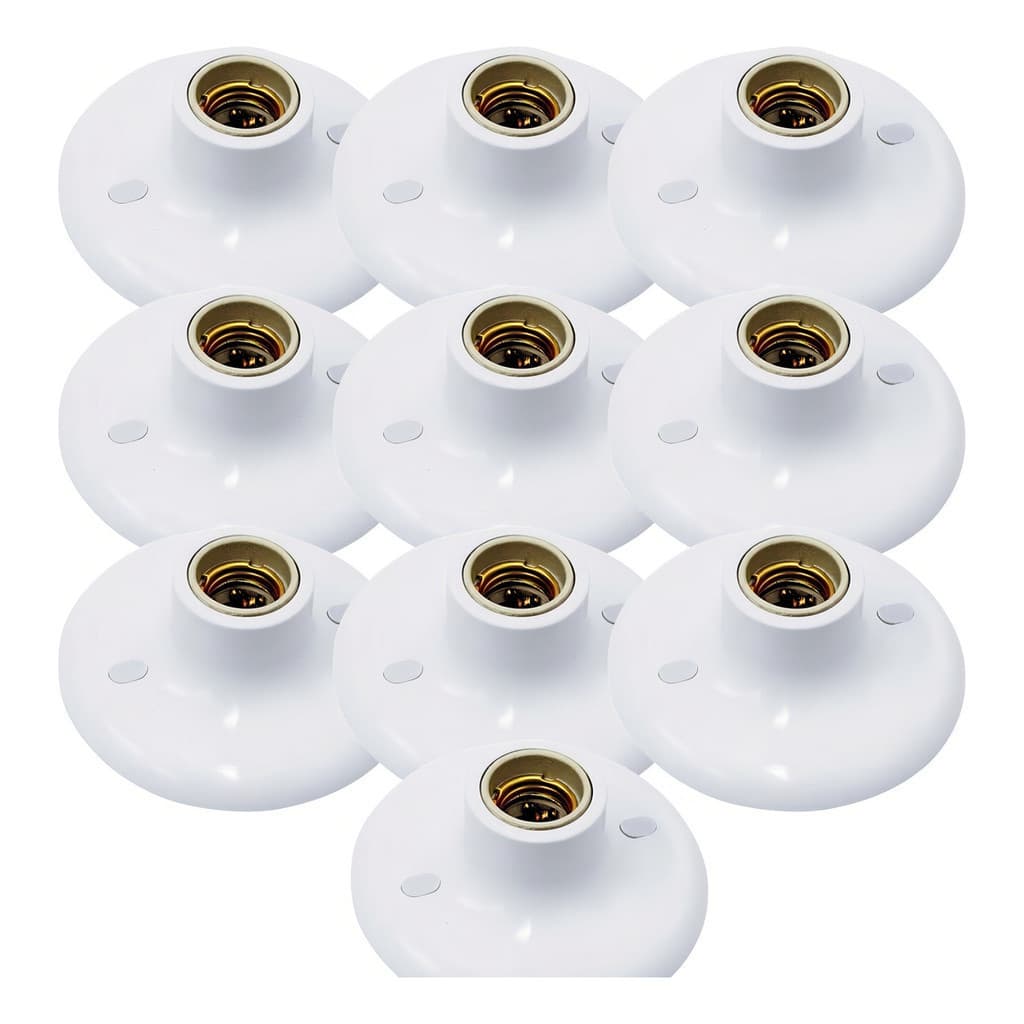 Kit 5 e 10 Plafon Suporte Lâmpadas Redondo Bocal E27 Branco 110v 220v Paflon de teto casa cozinha