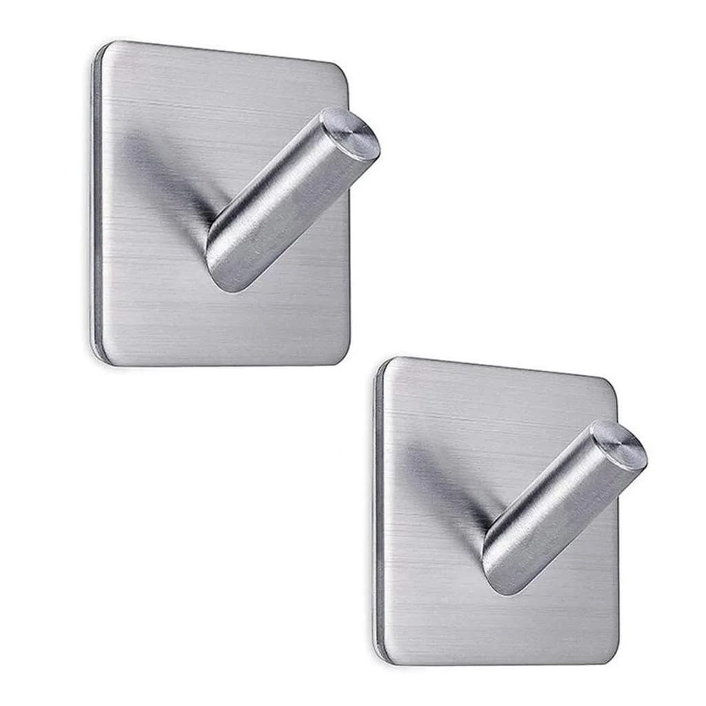 Kit 2 Gancho De Parede Aço Inox Auto Adesivo 2 unidades