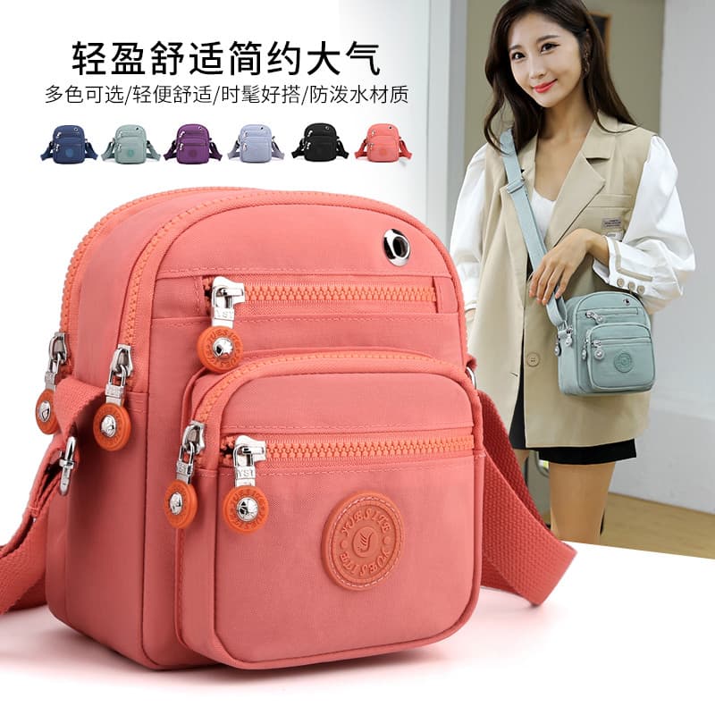 Bolsa mensageiro multicamadas feminina, bolsa de lona à prova d'água pequena bolsa de pano Oxford bolsa mãe pequena de g