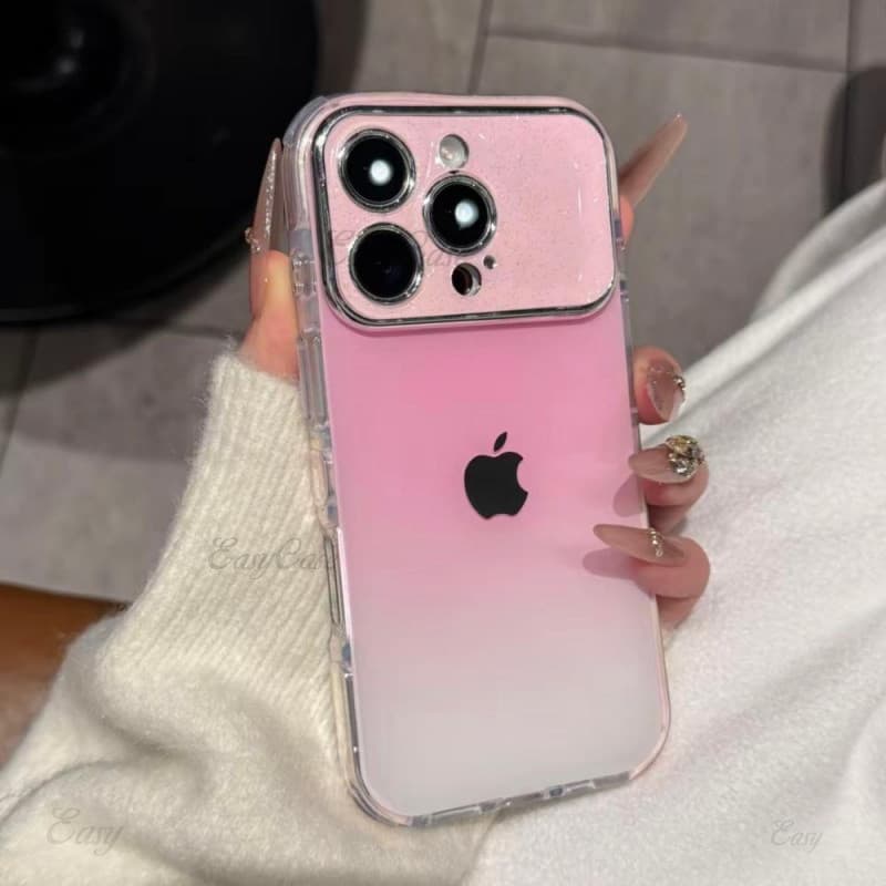 Adequado para iPhone 17 16 15 14 13 Pro Max com capa de telefone gradiente piscante de janela grande, proteção antiderra