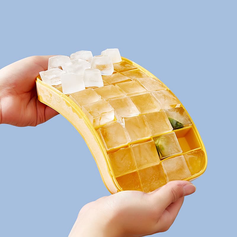 Bandeja de gelo molde doméstico caixa de gelo de armazenamento de gelo com tampa geladeira cubo de gelo congelado ferram