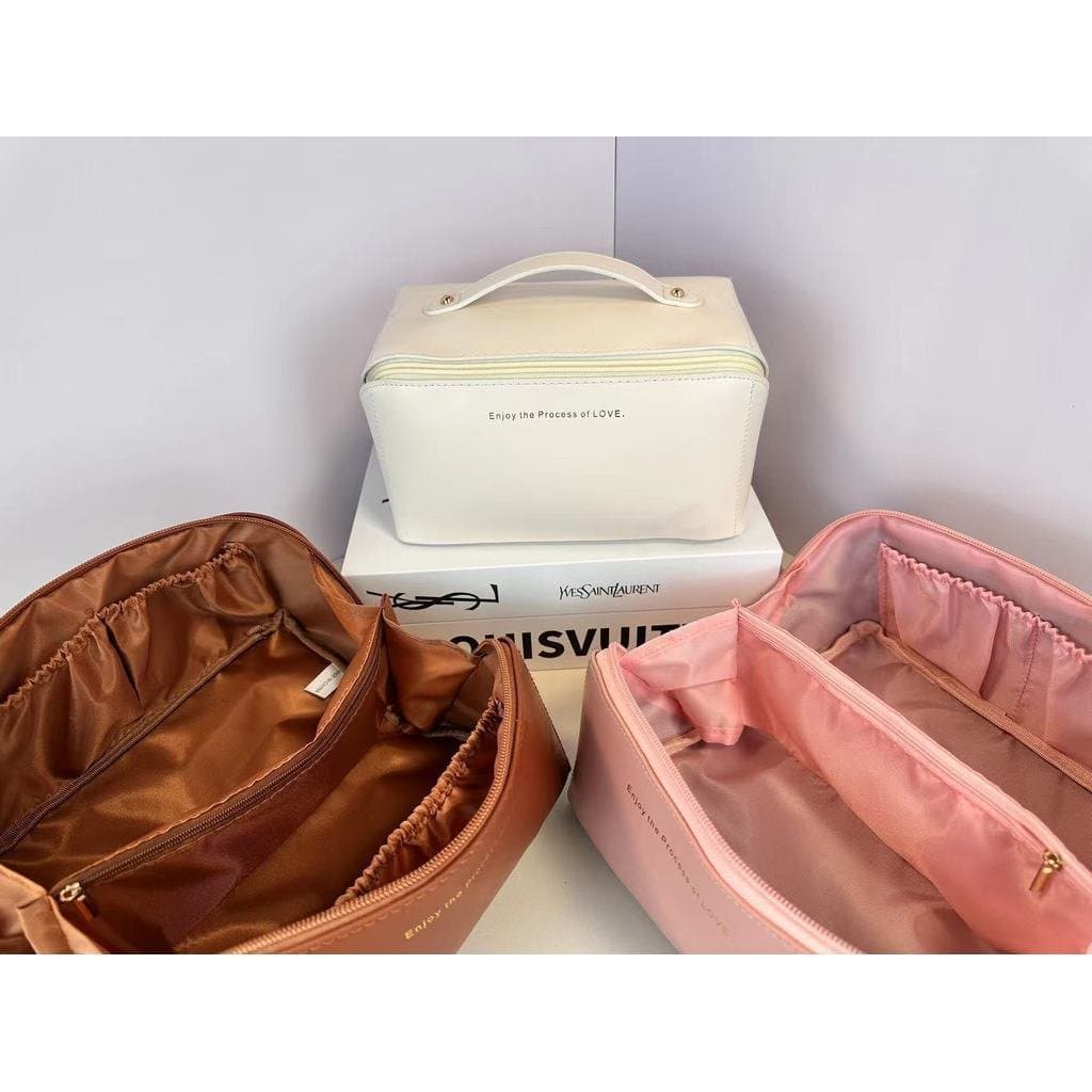 Bolsa de maquiagem tipo acordeão no atacado, bolsa de armazenamento portátil de grande capacidade, bolsa de viagem para