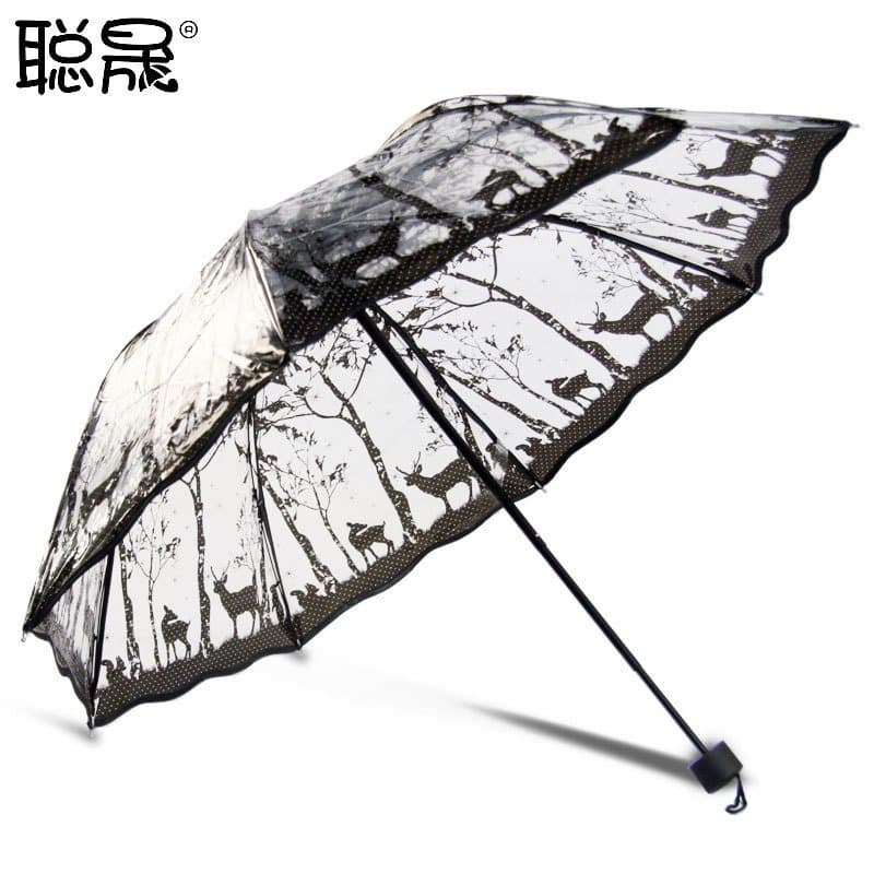 Guarda-chuva transparente, guarda-chuva dobrável, guarda-chuva totalmente automático, guarda-chuva transparente da série