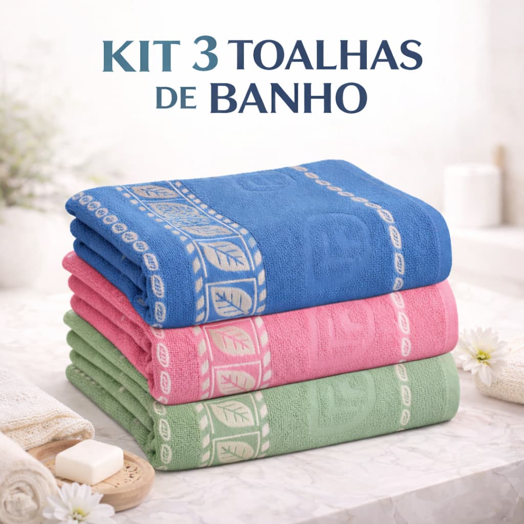 Kit 3 Toalha de Banho Banhão Gigante 70x140cm Grossa