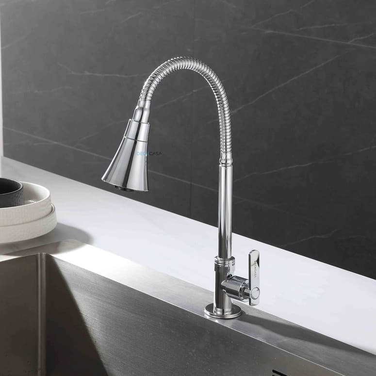 Torneira Gourmet Cone Arejador Duplo Jato Cromada Flexível Cozinha Mesa Bancada Parede inox metal