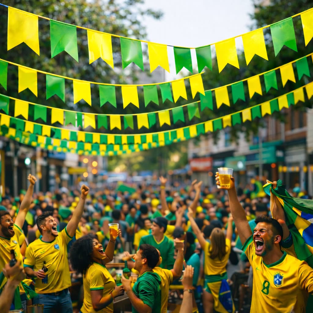 Bandeirinha Verde E Amarela 100m/50m/10m Copa Mundo Brasil Plástico