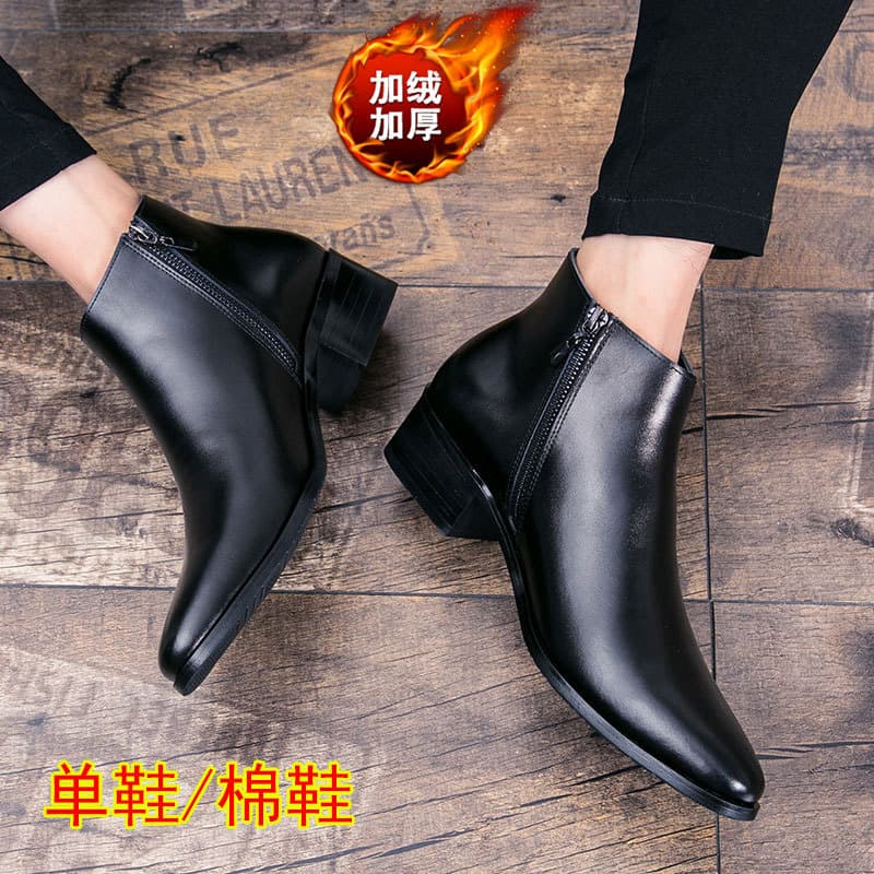 Sapatos masculinos de primavera sapatos de couro de cano alto masculino mid-top versão coreana britânica na moda All-Mat