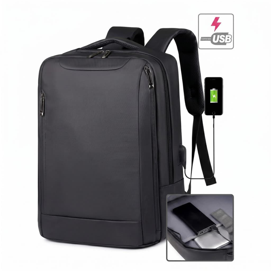 Mochila Executiva Notebook Impermeável USB Antifurto Viagem Trabalho 25L Compacta Aviao Reforcada Cor Preta