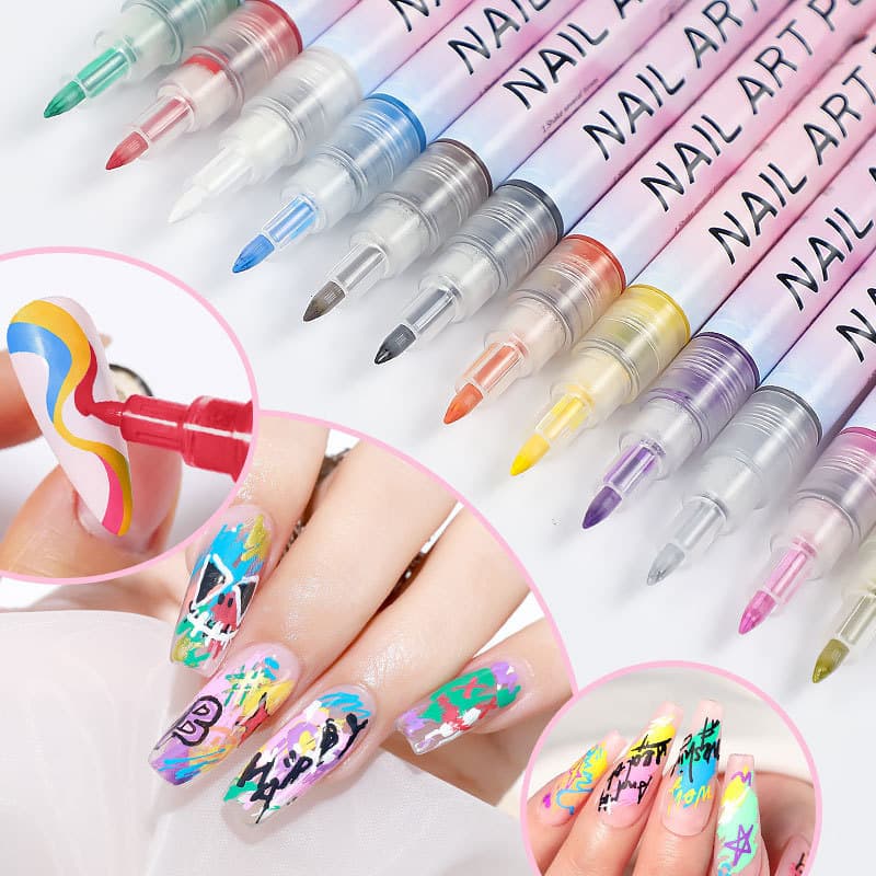 Someiqi 12 cores manicure caneta prego artesanal pontilhado flor pintura caneta DIY Graffiti mancha puxar linha manicure